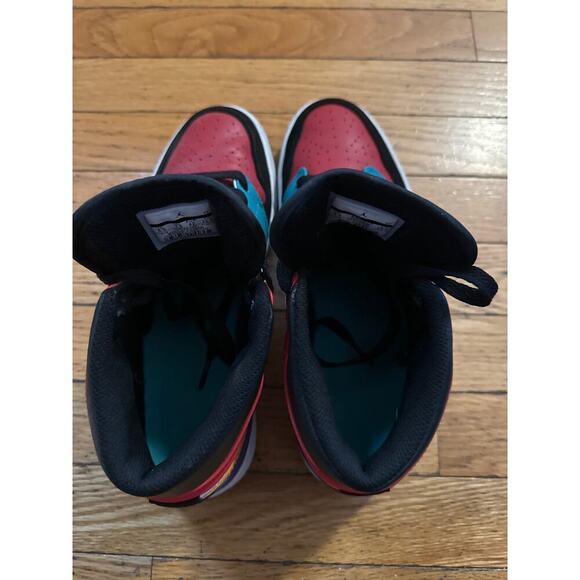 Nike Air Jordan 1 Mid Multicolor Sneakers Men’s US 8.5 | Black Teal Red Gold - Picture 6 of 7